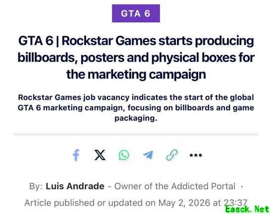 《GTA6》大量新宣传图即将公布！营销活动已开始
