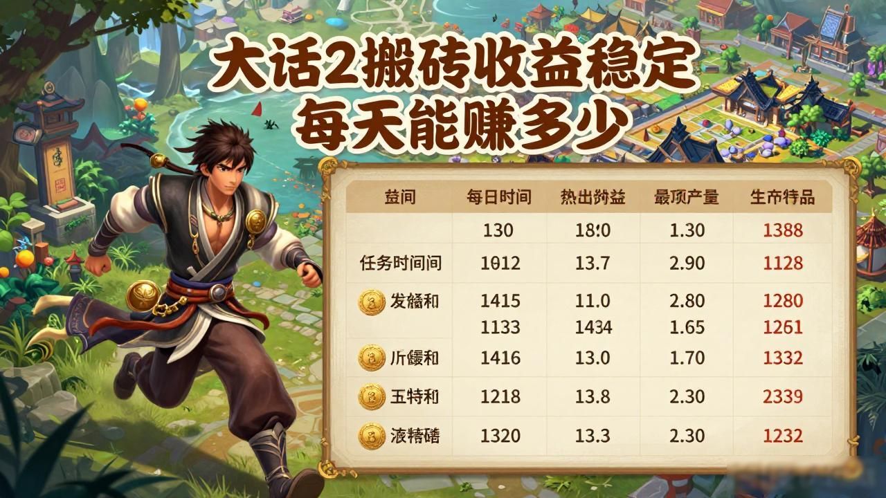 大话2搬砖收益稳定 每天能赚多少