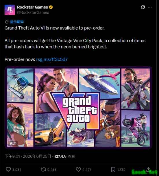 《GTA6》预购开启后新片缺席 连雷蛇官方都来催更！
