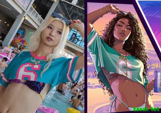 网友创意还原GTA6封面人物，泳池边上演现实版罪恶城