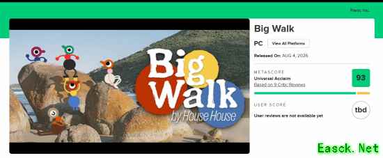 黑马新游《Big Walk》获M站93分！体验堪比索尼宇宙机器人
