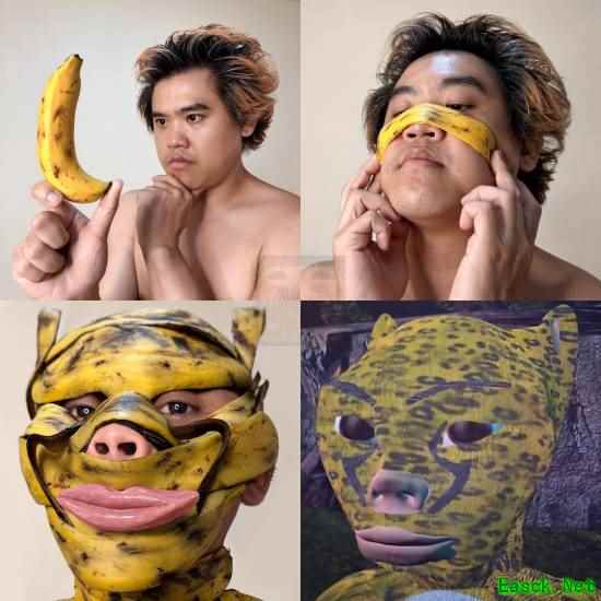 泰国创作者用香蕉皮神还原牛来豹拉角色