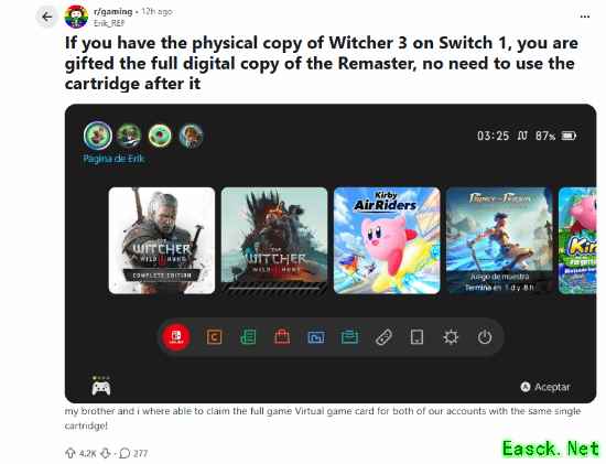 巫师3:狂猎重制版登陆Switch 2,持原版卡带可免费领取数字版