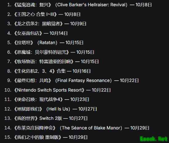 十月任天堂新作井喷:15款大作涵盖恐怖、动作、RPG等全类型