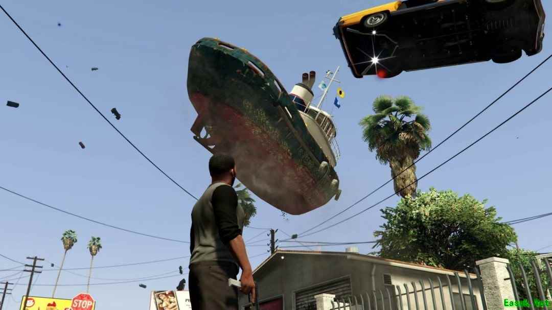 玩家用模组在GTA5洛圣都十字路口空投客机,引发交通大混乱